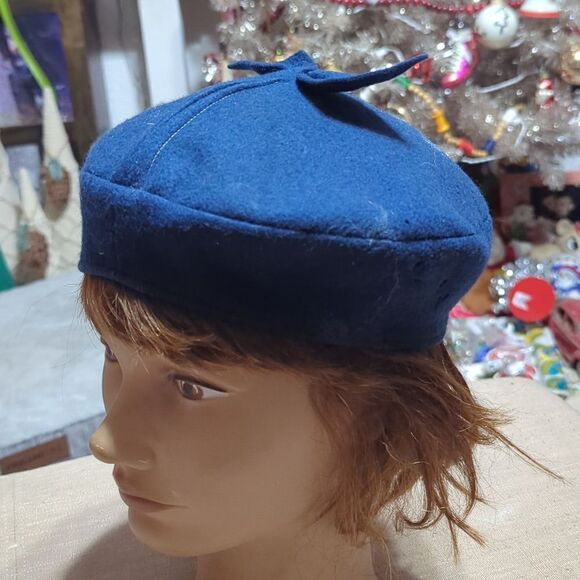 vintage beret Accessories - Womens 1940s Wool Felt Tam Beret Casque Hat Fascinator